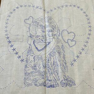Puppy Dog Heart Pre-Printed Fabric for Embroidery or Paint Design #90199